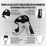 Schiek Sports 1500-H Adjustable Head Harness - Weight Lifting Gym Harness with Adjustable Straps - Neck Training