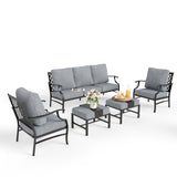 MIXPATIO 5-Piece Wrought Iron Patio Conversation Set, Grey