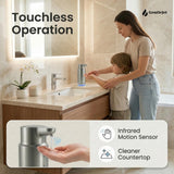 GentleJet CrystalJet Automatic Liquid Soap Dispenser – Touchless Sensor, Stainless Steel, USB-C Rechargeable, Waterproof Kitchen & Bathroom Countertop Soap Dispenser, 300 ml