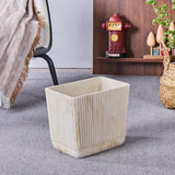 Ribbed Natural Travertine Striped Textures Small Bathroom Trash Can 2.5 Gallon(9 Liter), Resin Heavy Sturdy Kitchen Garbage Can,Living Room Bedroom Trash Can, Decorative Wastebasket for Home, Office