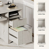 Bestier 55 Inch Computer Desk with Keyboard Tray, File Drawer, White