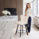 Counter Height Bar Stools Set of 6, 26" Mid-Century Swivel Bar Stool with Metal Base for Kitchen Island