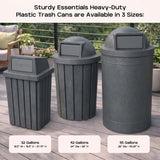 Campus Collection 42 Gallon Commercial Trash Can with Lid | Dark Granite