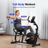 MERACH Recumbent Exercise Bike for Home, Upgraded Durable Magnetic Stationary Recumbent Bikes for Seniors Adults with Resistance Bands, Exclusive App, Adjustable Comfortable Seat, 350LB Capacity, S23