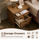 LUXOAK Fully Assembled Solid Wood Nightstand Set of 2 with Storage Drawers