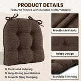 Chair Cushions for Dining Chairs, Tufted Overstuffed Textured Foam Kitchen Chair Pads with Ties and Non-Slip Backing