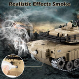 Supdex 1:18 RC Tank That Shoot BBS, 2.4G Metal M1A2 Abrams Remote Control Tank Model Toys, Army Toy with Smoke, Lights, Sound and Recoil,Military RC Vehicle for Adults and Kids 6+ Year Old