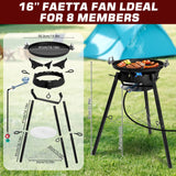RYHOFOUD Paella Pan Set with Burner, 16 Inch Carbon Steel Outdoor Pan and Reinforced/Adjustion Legs