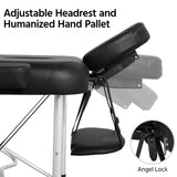Massage Tables Portable Massage Bed Aluminium Height Adjustable Facial Salon Tattoo Bed with Non-Woven Bag, 28 inch Width Black Yaheetech