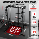 JELENS C21 Power Cage, 2000LBS Multi-Function Power Rack with Independent Dual Pulley System, All-in-One Squat Rack for Cable Crossover, Home Gym Workout Machine (Black,140LBS Black Weights Package)