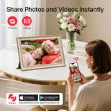 Frameo 10.1 Inch WiFi Digital Picture Frame, 1280x800 HD IPS Touch Screen Photo Frame Electronic, 32GB Storage, Auto-Rotate, Wall Mounted, Share Photos/Videos Instantly from Anywhere - White