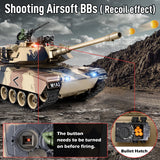 Supdex 1:18 RC Tank that Shoot BBS, 2.4G US M1A2 Remote Control Tank Model Truck Toys, Army Toy with Smoke, Lights, Sound and Recoil, Military RC Vehicle for Adults and Kids 6+ Years Old