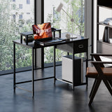 Pamray 39 Inch Computer Desk with Monitor Stand Small Home Office Desks with Non-Woven Storage Drawer