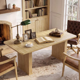 LEYAOYAO Extendable Dining Table for 4-6,63"–79" with Fluted Base(Natural)