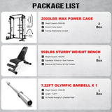 JELENS C21 Power Cage, 2000LBS Multi-Function Power Rack with Independent Dual Pulley System, All-in-One Squat Rack for Cable Crossover, Home Gym Workout Machine (Black, Bundle Set)