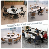Mobile Modular Meeting Room Table with Locking Wheels, Flip Top Small Conference Table for School