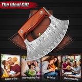 ROCOCO Pizza Cutter Ulu Knife – Full Tang Mezzaluna Rocker Chopper with Sheath for Kitchen, Camping, BBQ, Gifts for Men Women