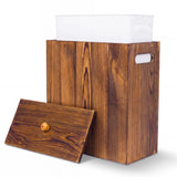 iEGrow 3 Gallon Wooden Trash Can with Lid, Waste Basket with Liner Acacia
