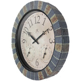 Infinity Instruments Aztec Indoor-Outdoor Wall Clock, Faux Stone, 18 Inch