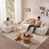 SICOTAS 90.6" Curved Convertible Sofa Couch Bed for Living Room Futon Cloud Boneless Sleeper Sofa Pull Out Floor Couch with Deep Seat Modern 3 Seater Foam Bed No Assembly for Bedroom Apartment, White