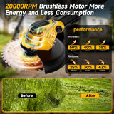 20000 RPM 4-in-1 Weed Wacker Cordless, 6000mAh Electric Weed Eater Battery Powered, Heavy Duty Brush Cutter Edger Lawn Tool/Weed Trimmer/Grass Trimmer W/Wheel Metal Blade, 2 Battery Yard Tool