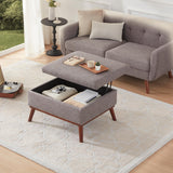 Kingfun 65" W Loveseat Sofa with Ottoman Coffee Table, Mid Century Modern Decor Love Seat Couches and Ottoman with Storage for Living Room, Button Tufted Upholstered Love Seats Furniture Set, Grey