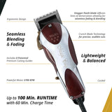 Wahl Professional 5 Star Series Magic Clip Precision Fade Clipper with Zero Overlap Adjustable Blades, Corded Operation, V9000 Motor, Chrome