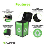 Alpine 40-Gallon Outdoor Recycling Bin – Commercial Trash Can with Locking Lid