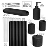 Clara Clark Bathroom Set - Black Bathroom Accessories Set, 19PC Bathroom Accessory Set, Bathroom Sets with Shower Curtain Set, Soap Dispenser & Toothbrush Holder