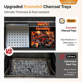 Sophia & William Extra Large BBQ Charcoal Grills and Offset Smoker,1015 SQ.IN. Cooking Area with Dual Lifting Charcoal Trays, Charcoal Barbecue Smoker Grill for Patio, Backyard Outdoor Cooking