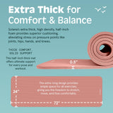 Retrospec Solana Yoga Mat 1/2" Thick w/Nylon Strap for Men & Women - Non Slip Excercise Mat for Yoga, Pilates, Stretching, Floor & Fitness Workouts, Rose Retrospec