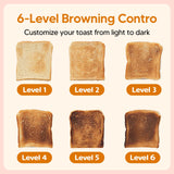 Trisiko® Touch Screen Toaster 2 Slice, Stainless Steel Smart Toaster with Digital Timer, 1.38" Extra-Wide Slots for Bread& Bagel,with Reheat, Defrost