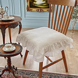 PYmijimy Chair Cushion Pad Seat Upholstery with Removable Cover and Ties Hold for A Decoration in European(Cream White)