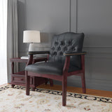 Boss Office Products Traditional Caressoft Vinyl Guest Chair with Mahogany Finish Wood Base, Black