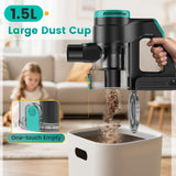 Zefiro 350W Cordless Vacuum Cleaner,45Mins Runtime Vacuum Cleaners for Home, Anti-Tangle and 1.5L Dust Cup, 6 in 1 Lightweight Vacuum for Hardwood Floor Carpet Pet Hair