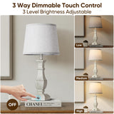 ROTTOGOON Dimmable Table Lamps Set of 2, Rustic Farmhouse Table Lamps for Living Room Bedroom, Bedside Desk Lamps for End Tables, Touch Lamps for Nightstand, 9W Bulbs Included, 22", Antique White