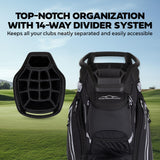 Sun Mountain 2025 Maverick 14 Way Divider Golf Bag with 9 Spacious Pockets | Black Sun Mountain