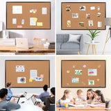 Board2by Extra Large Cork Bulletin Board 60" X 36", Black Wood Framed Corkboard for Wall, Wall Mounted Notice Pin Board with 18 Push Pins