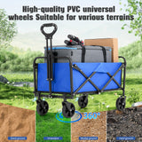 EVLIQUIL Collapsible Foldable Wagon,Wagons Carts Foldable with Wheels,Utility Grocery Folding Beach Wagon  (Lake Blue).
