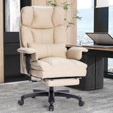 Big and Tall Office Chair with Foot Rest,Heavy Duty Office Chair(Beige)