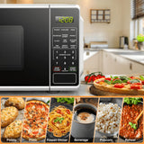 Mainstays 0.7 Cu Ft Countertop Microwave Oven, 700 Watts Compact Microwave with LED Display, 10 Power Levels & 6 Quick-Set Menus Child Safety Lock & Timer Small Microwave for Dorm, Office, Kitchen