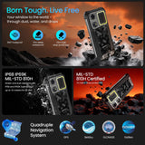 LAGENIO Rhino 1 Pro Android 16 Rugged Smartphone, 12000mAh Battery, 130dB Loudest Dual Stereo Speakers, 24GB+256GB 64MP Rear Camera 6.9" Tough Phone, Built-in 400 Lumens Camping Light, 4G/NFC/eSIM/OTG