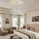 kvtinmty Modern Crystal Chandeliers for Dining Room, 40" Round Silver Tree Branches Chandeliers, Large Dining Room Over Table Chandeliers Lights Fixture, Branches and Crystals Ceiling Light Fixtures