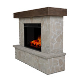Real Flame Odette 64" Grand Electric Fireplace, Natural Look of Stacked Stone, Replaceable Fireplace Insert Heater, Realistic Log and Flame Effect, Remote Control, Timer (Natural Stone)