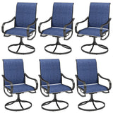MFSTUDIO Swivel Patio Dining Chairs Set of 6, Blue Textilene Fabric