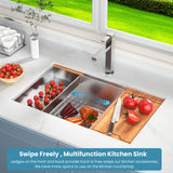32 Inch Undermount Kitchen Sink, 16 Gauge Stainless Steel Workstation Sink with Accessories, Single Bowl, Brushed Finish (32"x19"x10")
