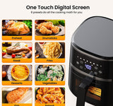 Adoolla Air Fryer Oven 5 Qt Large Oil Free Touch Screen 1500W Mini Oven Combo with 7 Accessories, One-Touch Digital Controls, Nonstick Silicone Liner