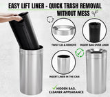 Alpine Indoor Commercial Trash Can Open Top- 27 Gallon Stainless Steel Garbage Can, Heavy Duty, Large, Tall Round Industrial Waste for Office, Hotel, Lobby, Business Bathrooms & High Traffic Areas