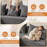 79" Modular Sectional Sofa, Boneless Convertible Sleeper Sofa Bed, Modern Tri-Folding Cloud Couch with L-Shape Chaise, Corduroy Futon for Living Room Small Spaces Apartment, No Assembly,Grey