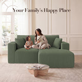 Modular Sectional Sofa with Ottoman, 79" L-Shaped Cloud Couch, Green